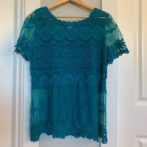 Sheer detailed blouse with matching cami